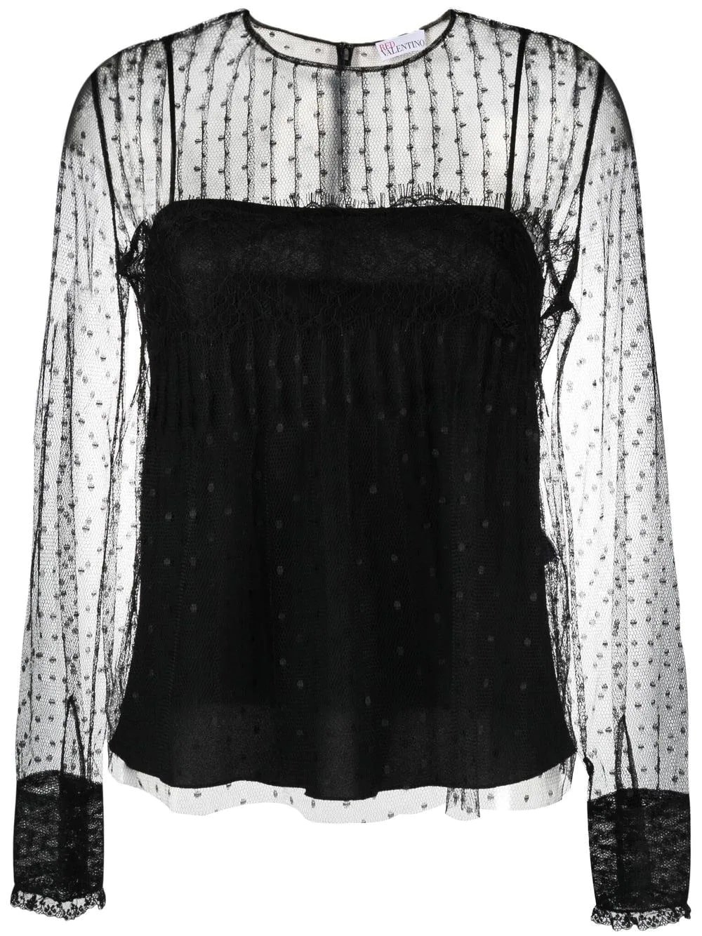 RED Valentino sheer-panelled tulle blouse